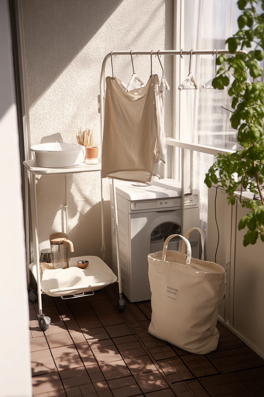 Renter-Friendly Balcony Laundry Corner