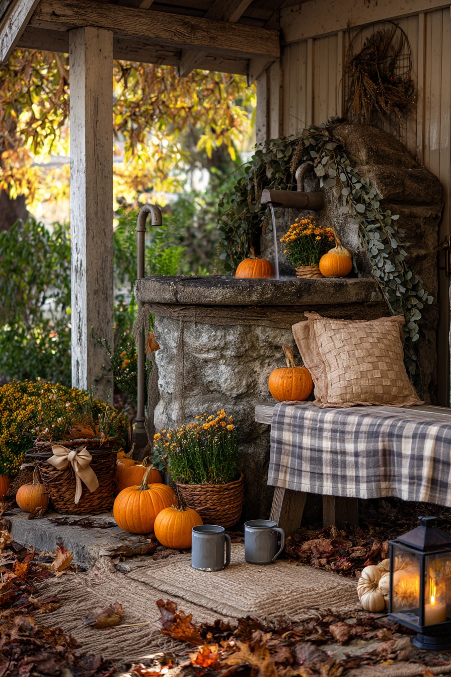 Seasonal Autumn Wishing Well Decor