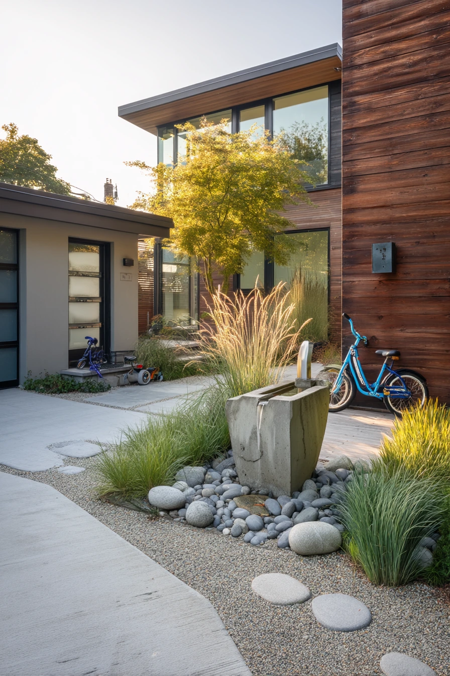 Modern Minimal Wishing Well in a Clean Landscape