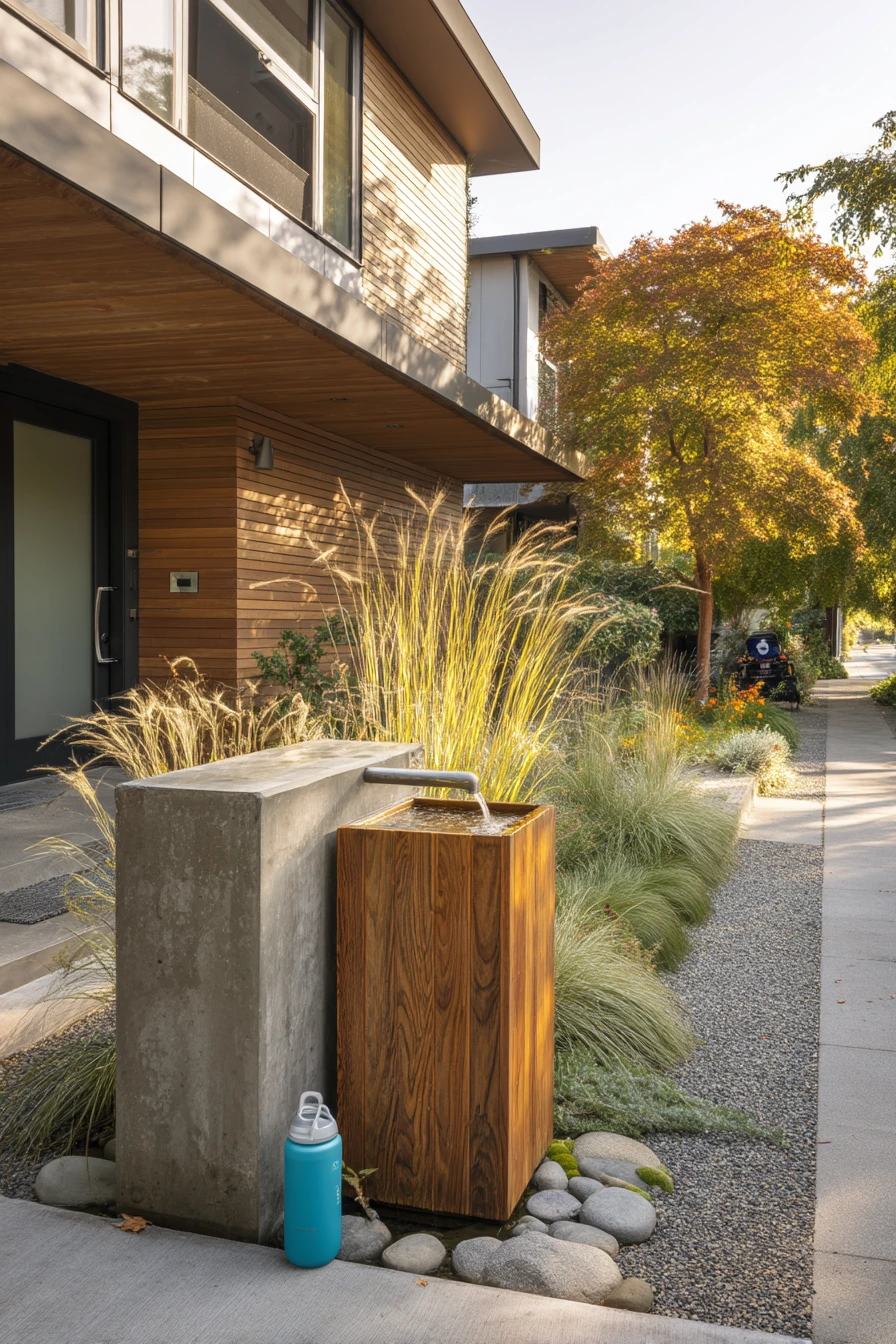 Modern Minimal Wishing Well in a Clean Landscape