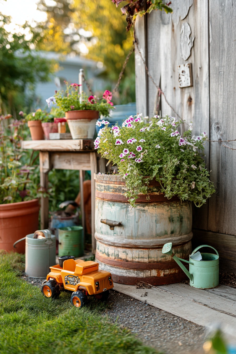 Budget-Friendly Bucket Garden Wishing Well