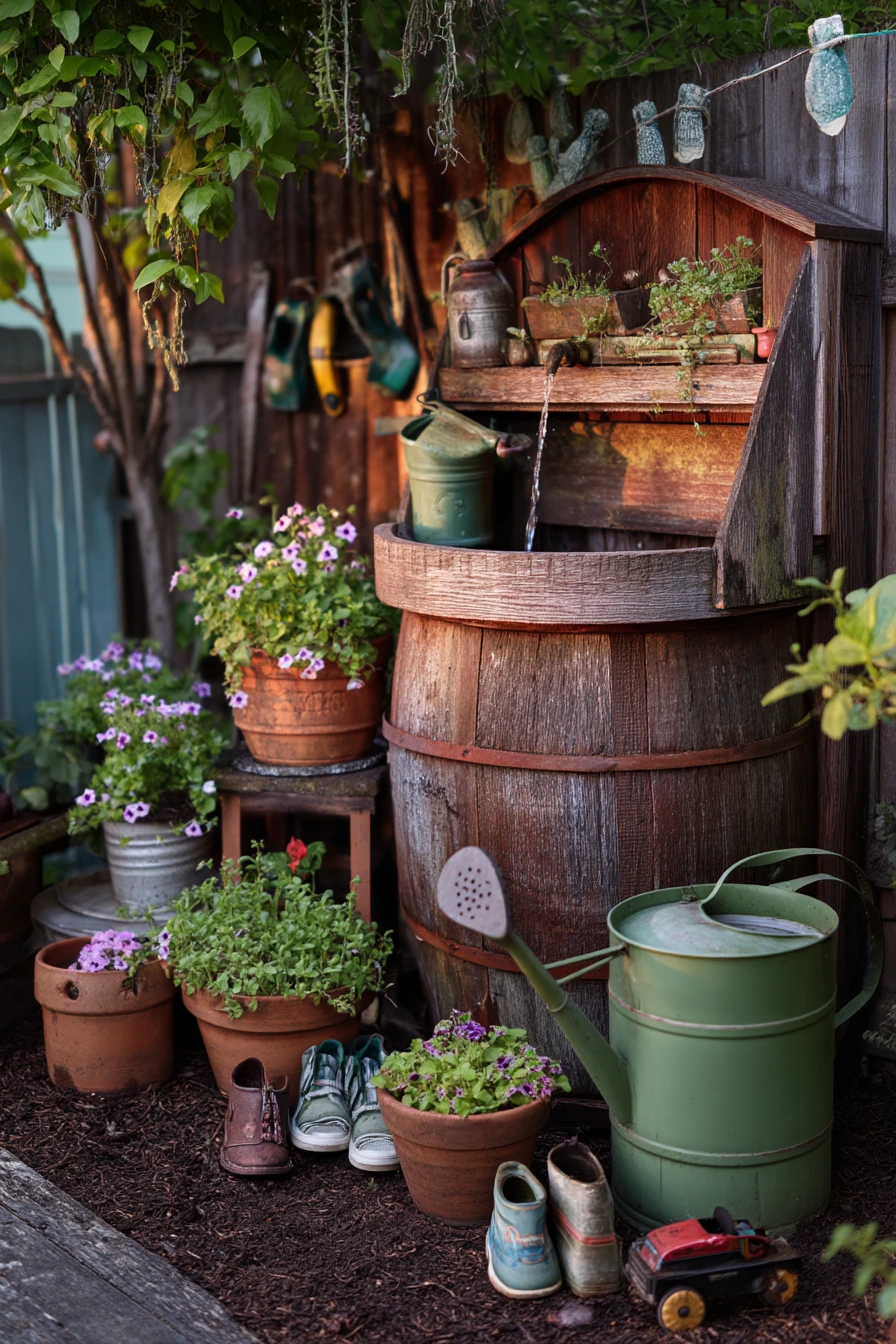 Budget-Friendly Bucket Garden Wishing Well