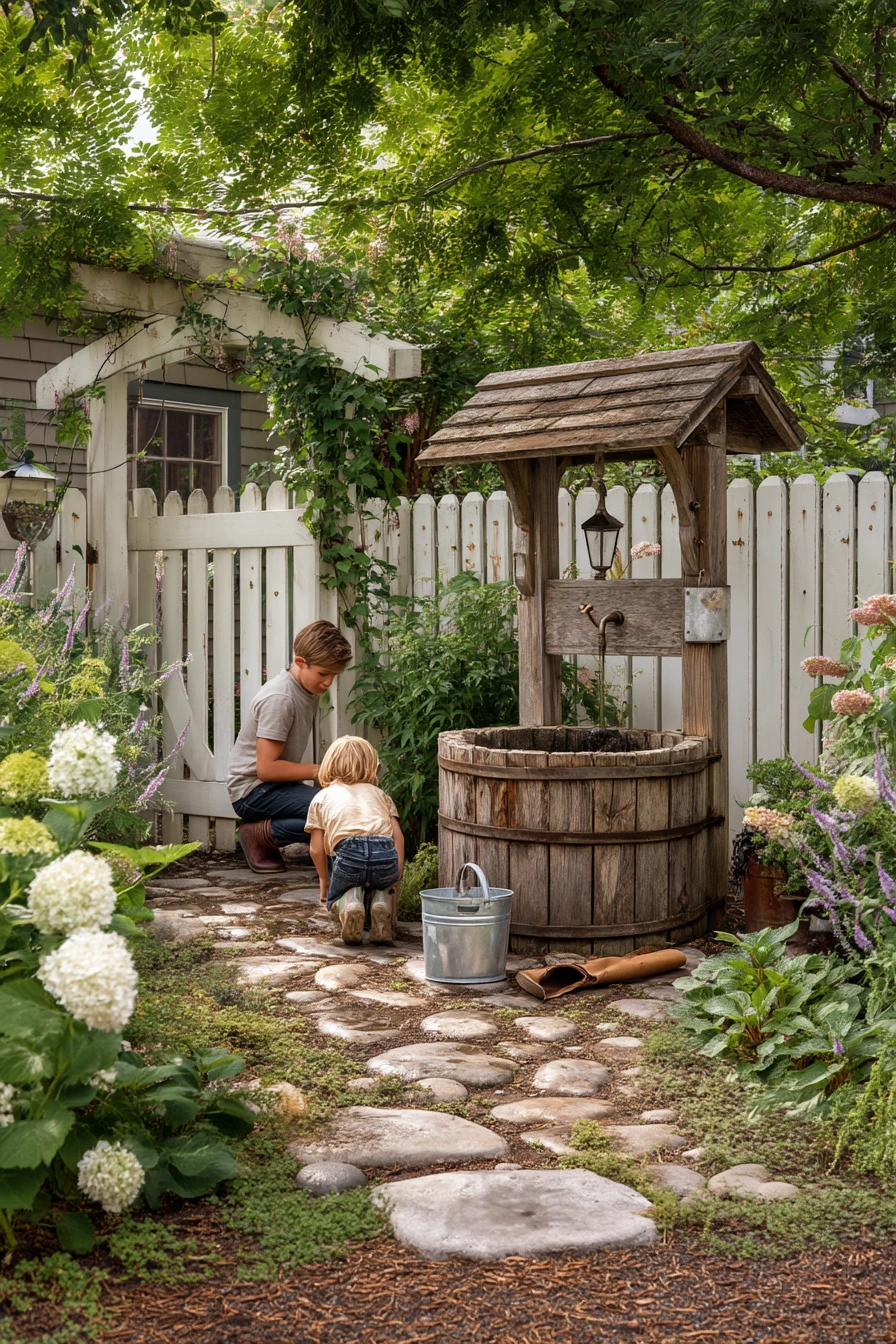 Cottage Garden Wishing Well by the Gate