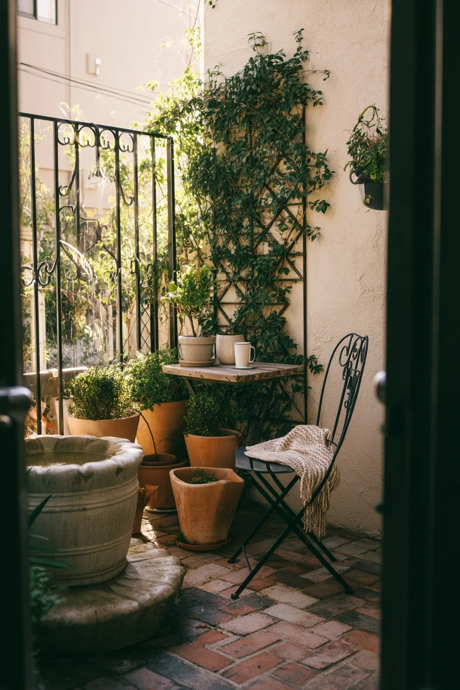 Small Patio Wishing Well in a Townhouse Courtyard