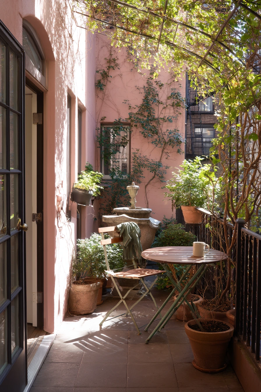 Small Patio Wishing Well in a Townhouse Courtyard