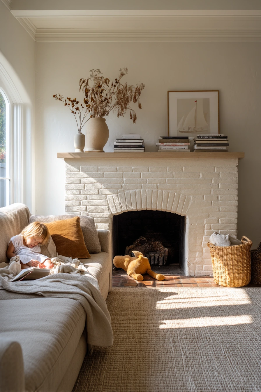 painted brick fireplace ideas