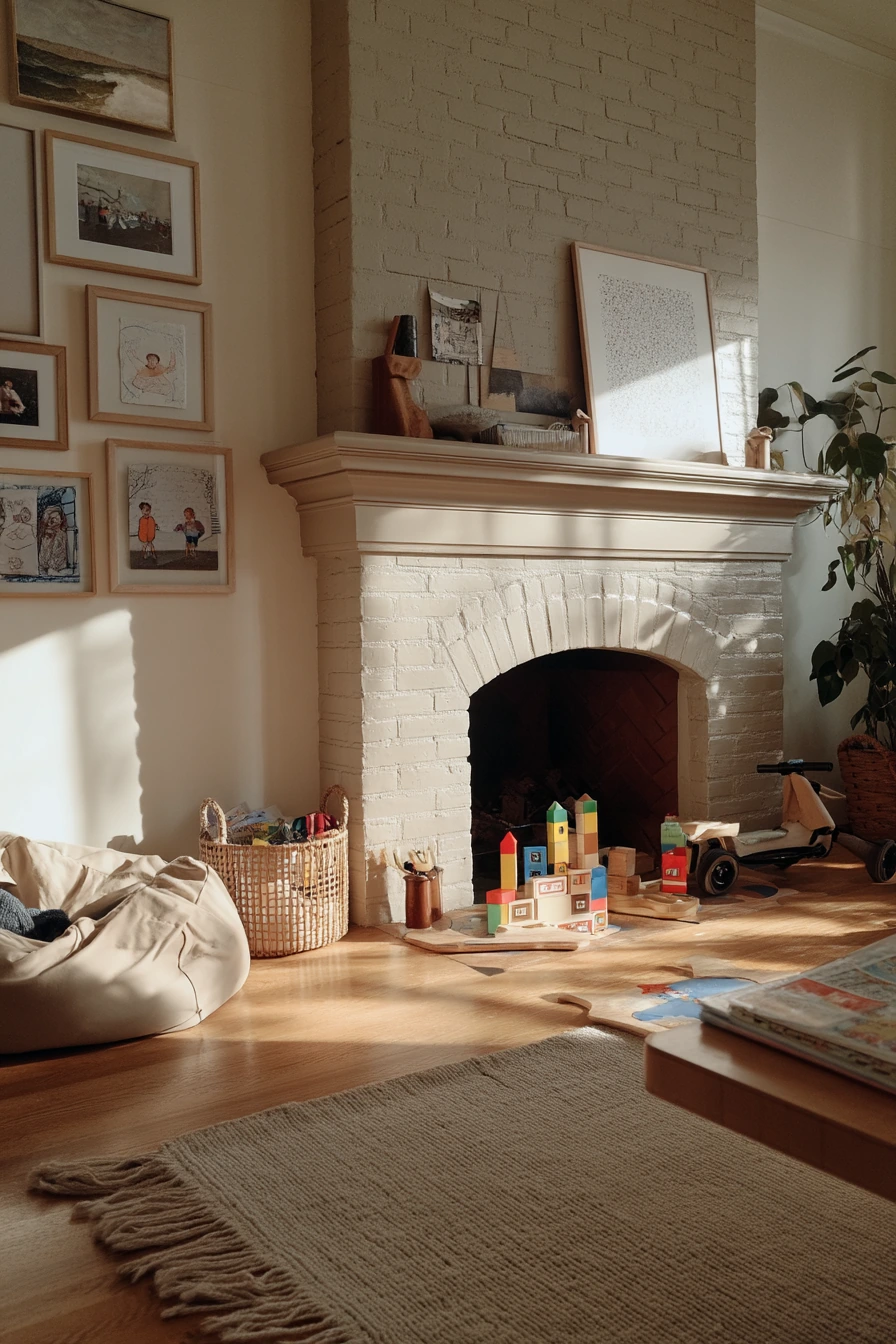 Kids' Playroom Fireplace Wall