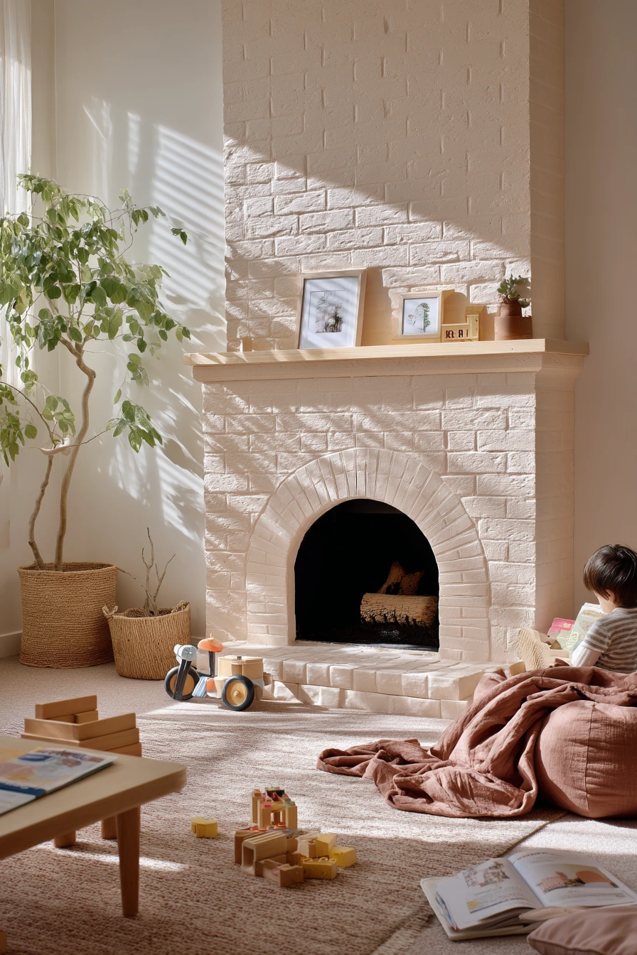 Kids' Playroom Fireplace Wall