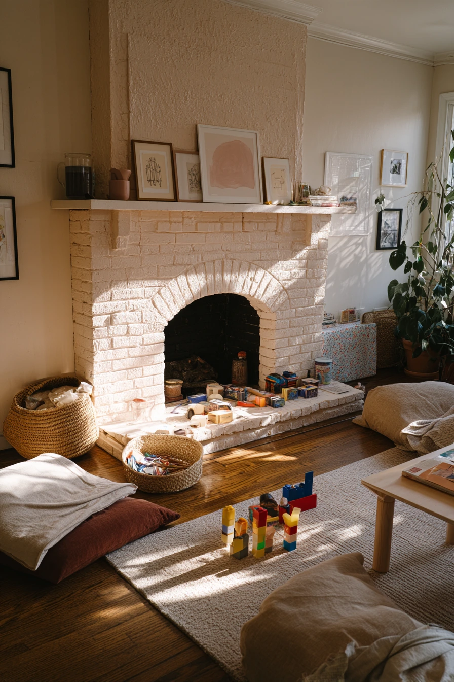 Kids' Playroom Fireplace Wall