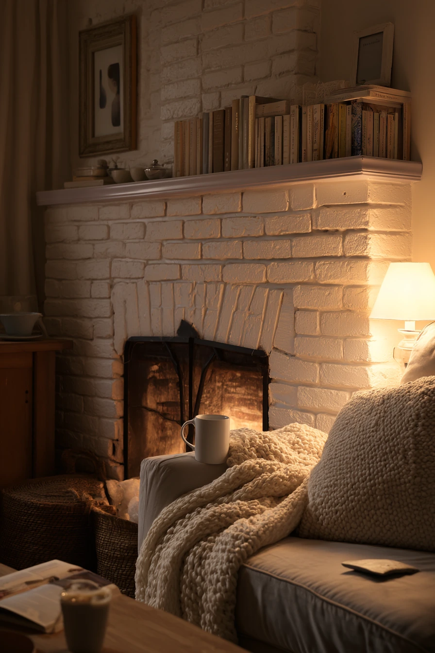 Cozy Night In by the Painted Brick Hearth