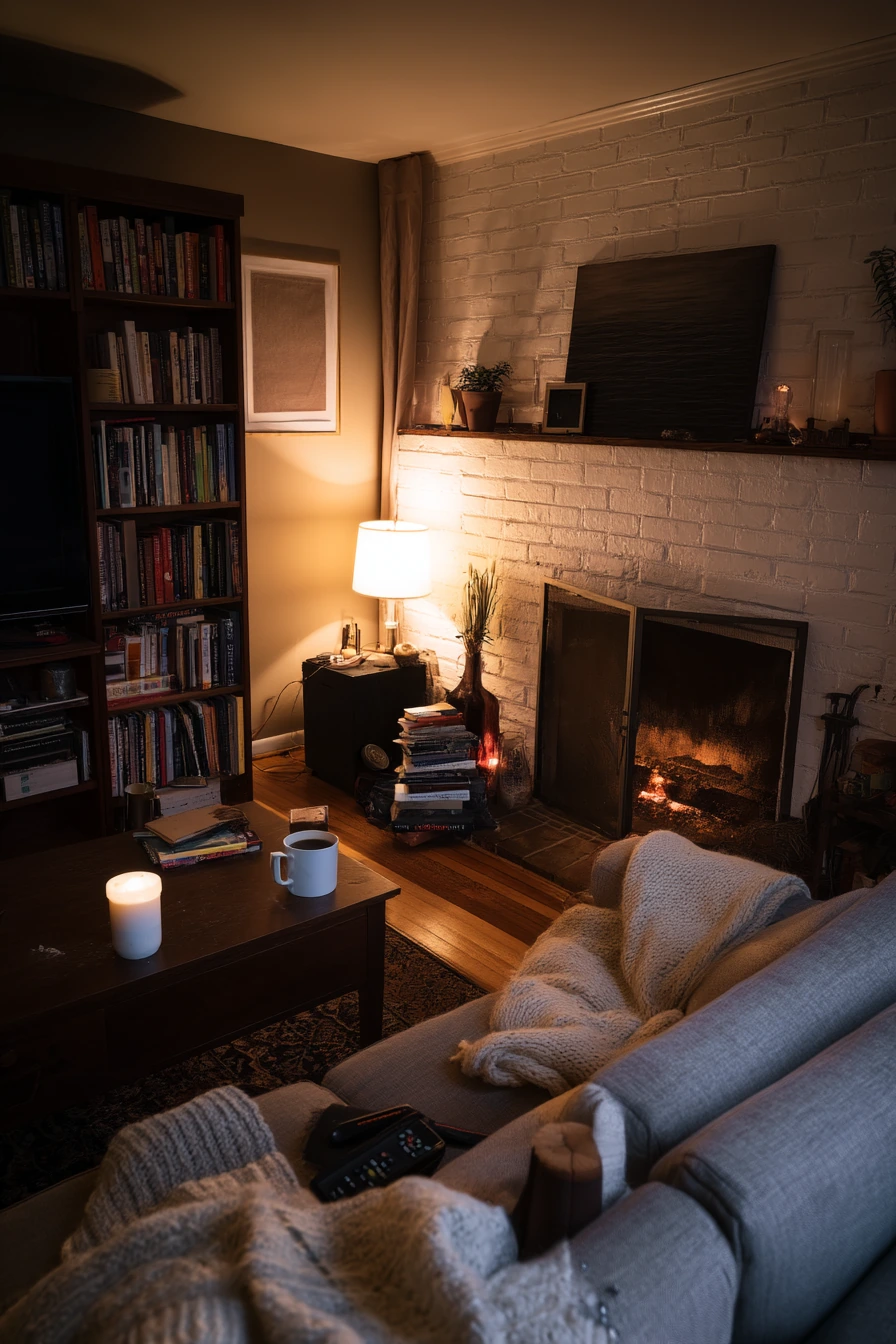 Cozy Night In by the Painted Brick Hearth