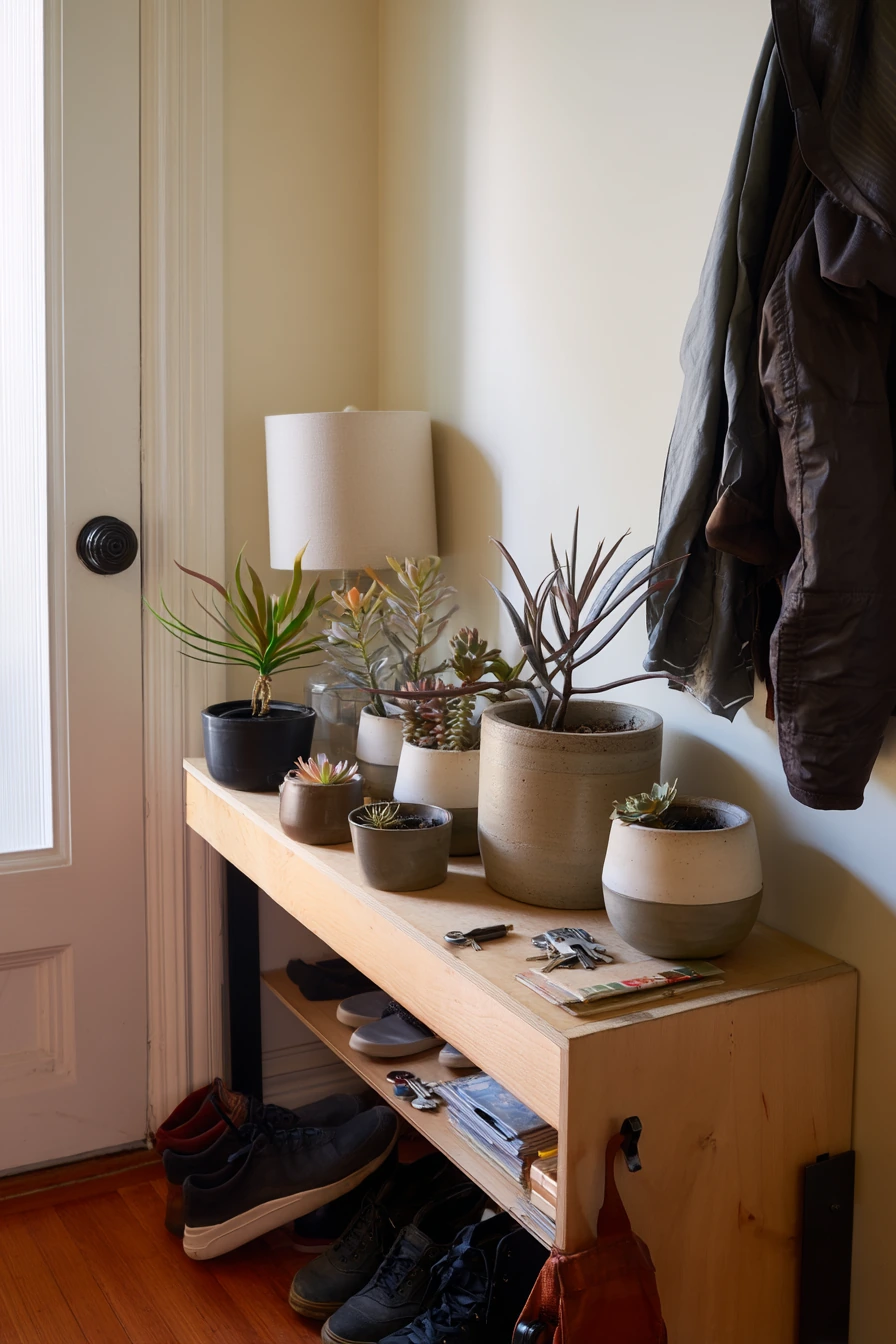 5. Entryway Catchall with Painted Pots