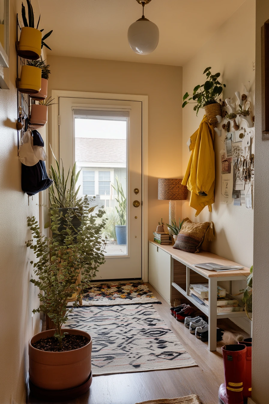 5. Entryway Catchall with Painted Pots