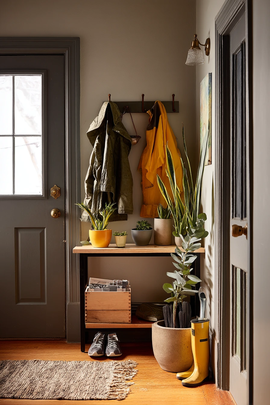 5. Entryway Catchall with Painted Pots