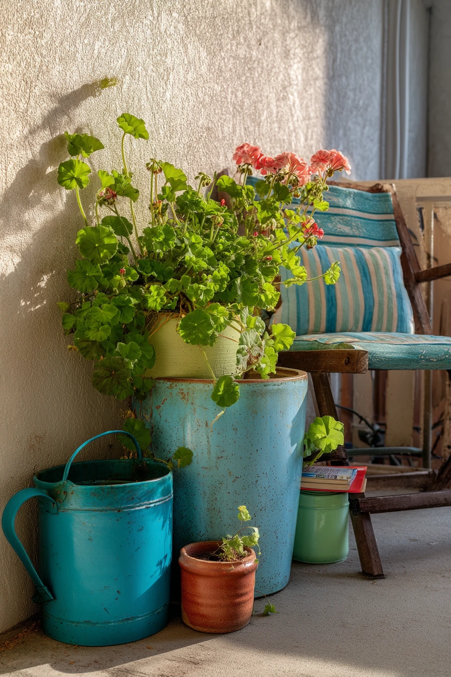 9. Balcony Corner with Weathered Painted Planters