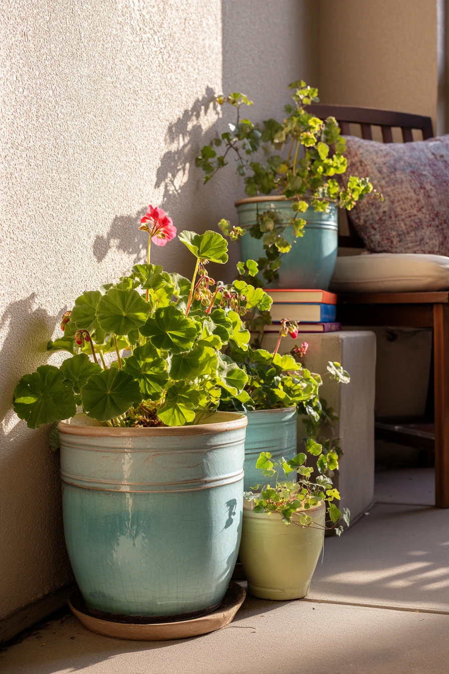 9. Balcony Corner with Weathered Painted Planters