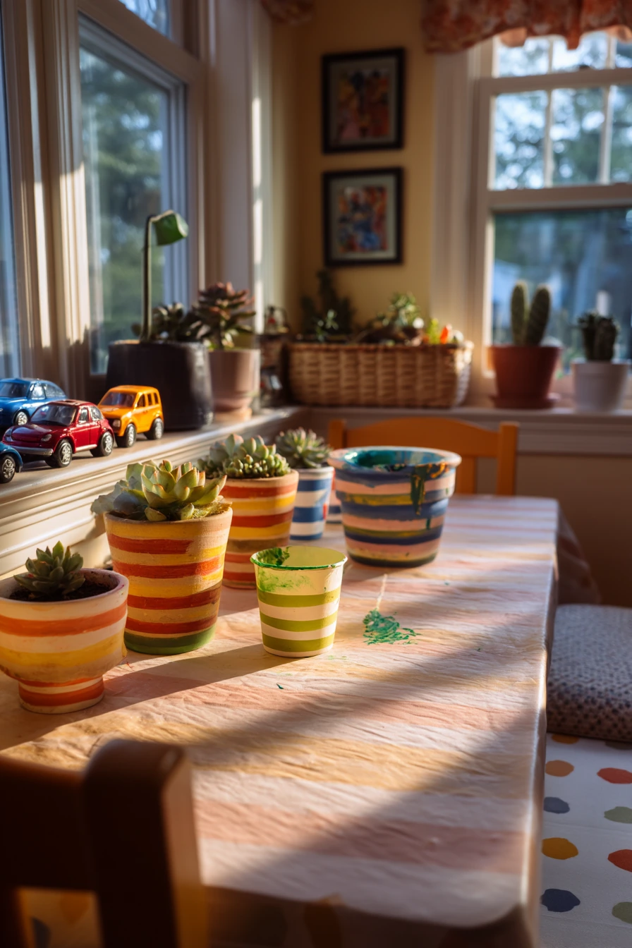 2. Kid-Friendly Paint Party on the Dining Table