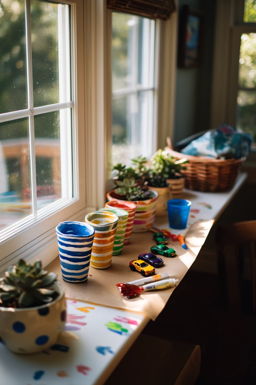 2. Kid-Friendly Paint Party on the Dining Table