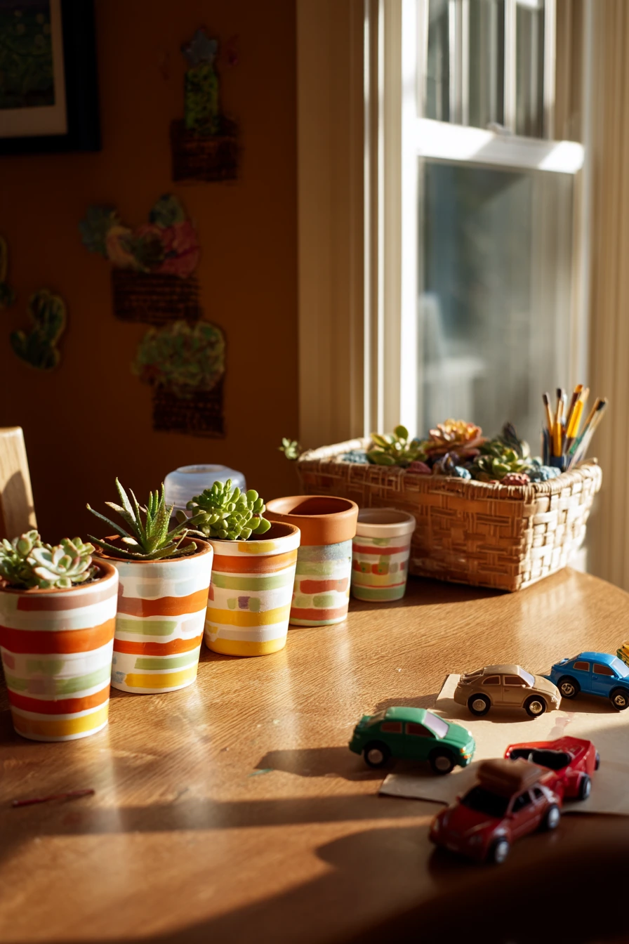 2. Kid-Friendly Paint Party on the Dining Table