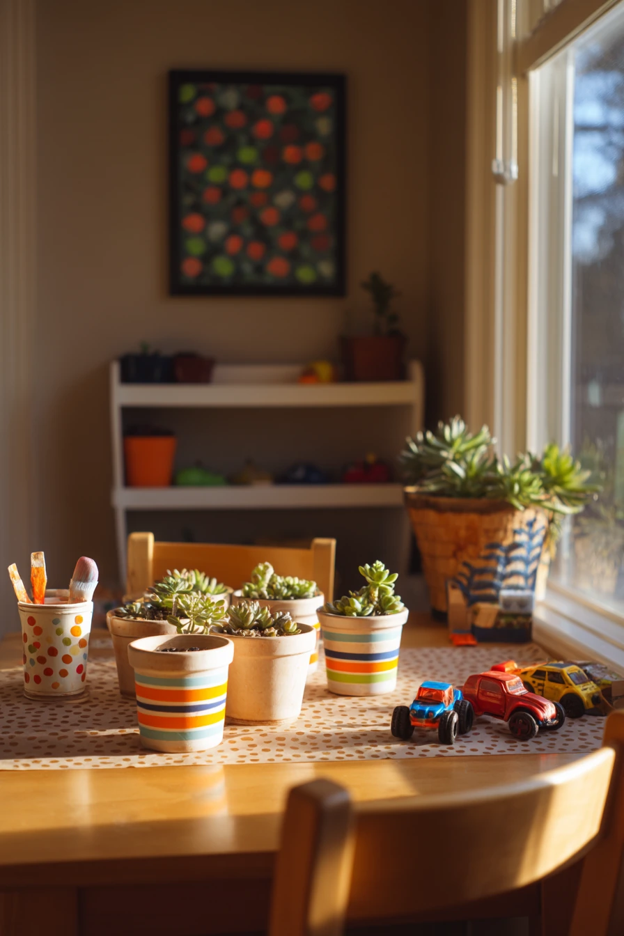 2. Kid-Friendly Paint Party on the Dining Table