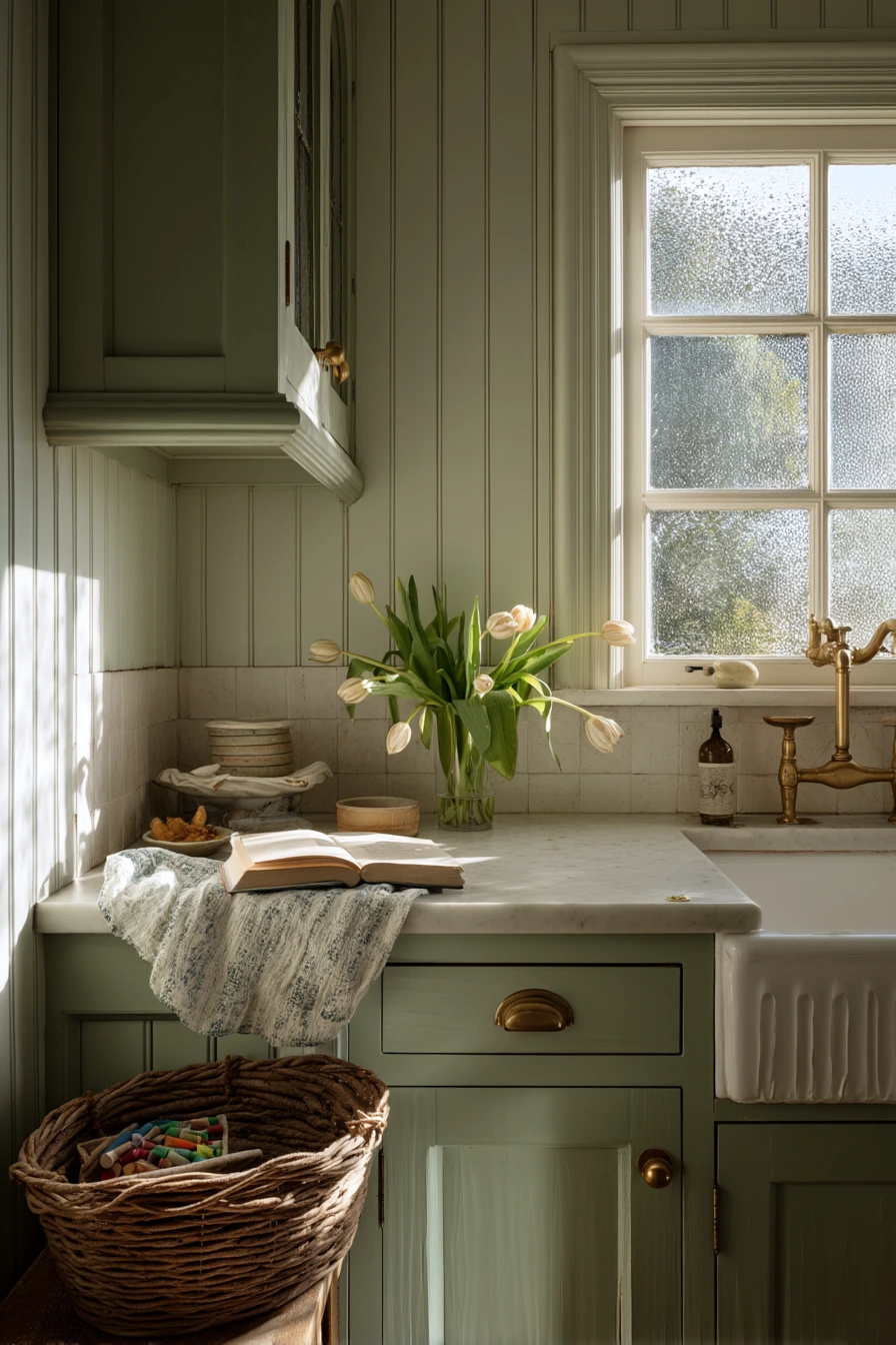 Sage Green Cabinets for a Soft Cottage Feel