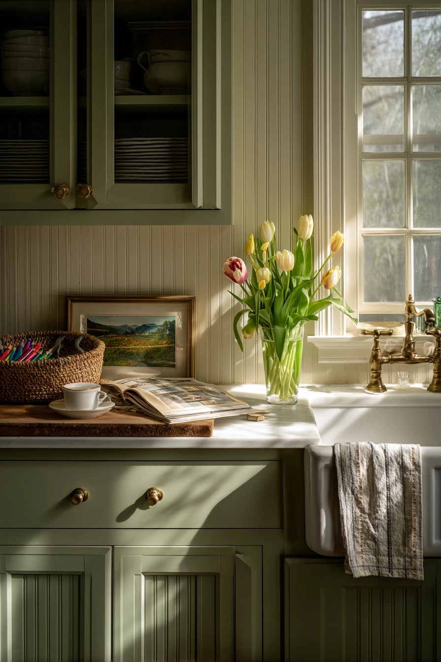 Sage Green Cabinets for a Soft Cottage Feel