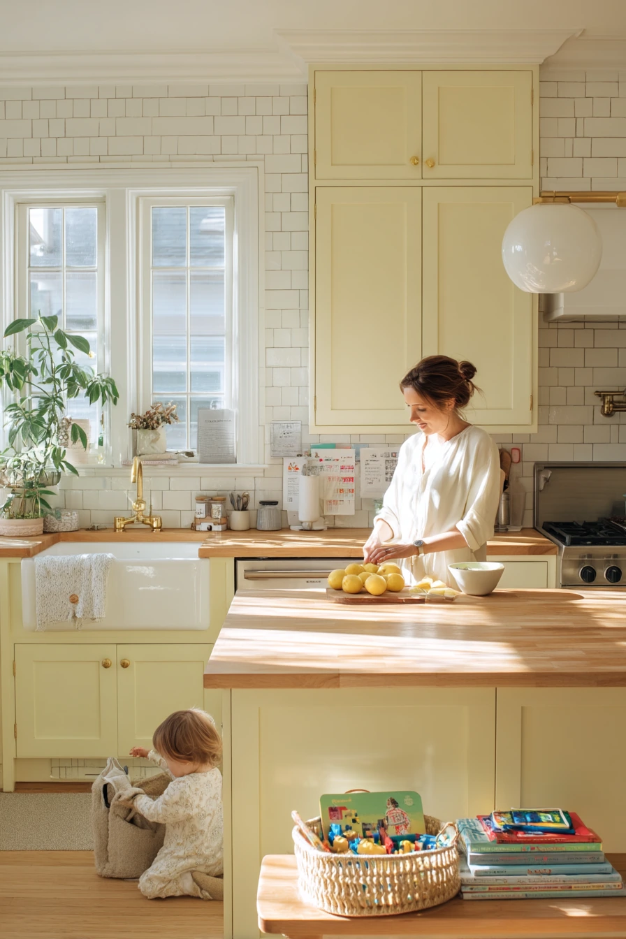 Sunlit Family Kitchen with Honey Paint