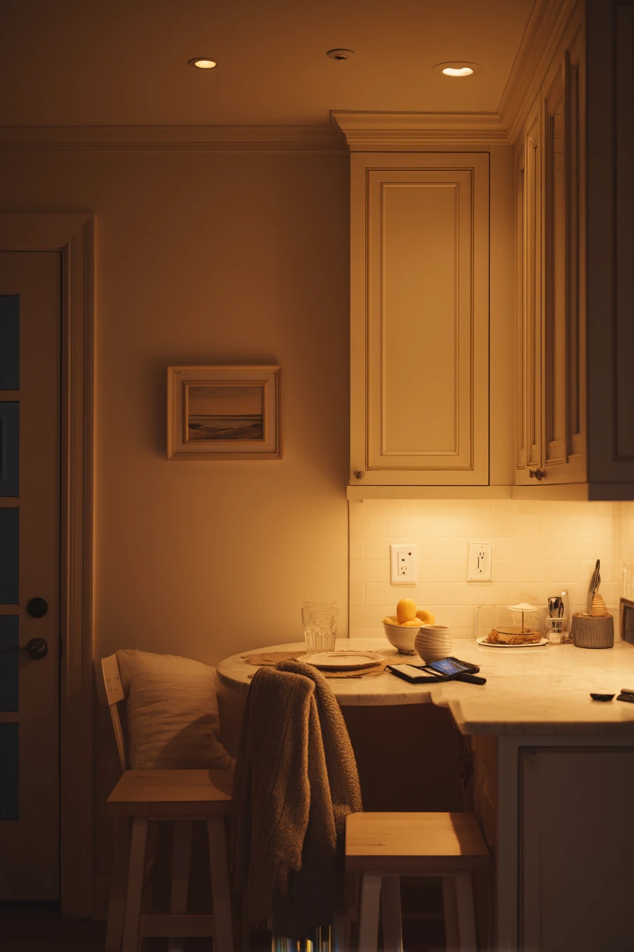Mellow Yellow Kitchen at Dusk