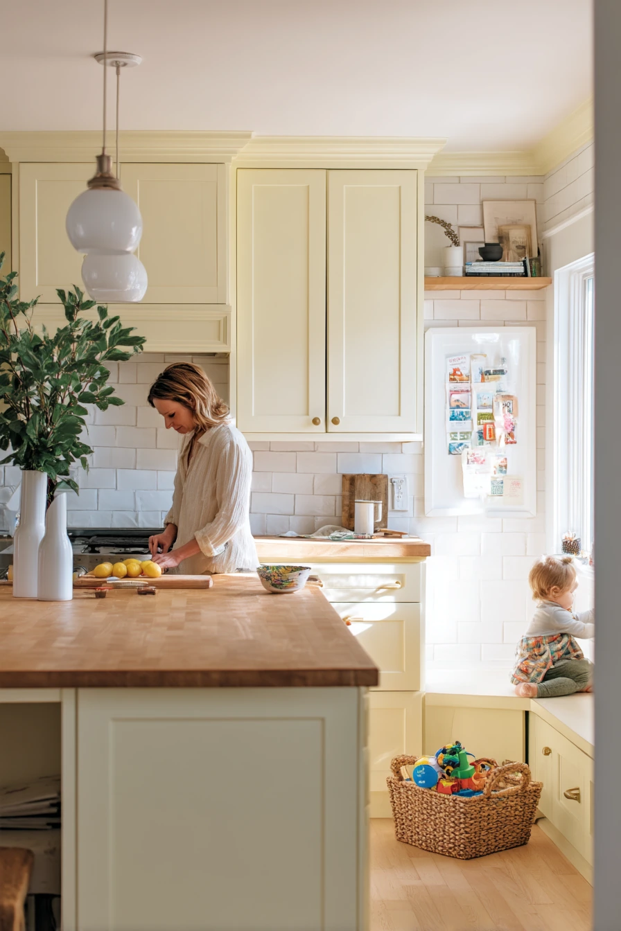 Sunlit Family Kitchen with Honey Paint