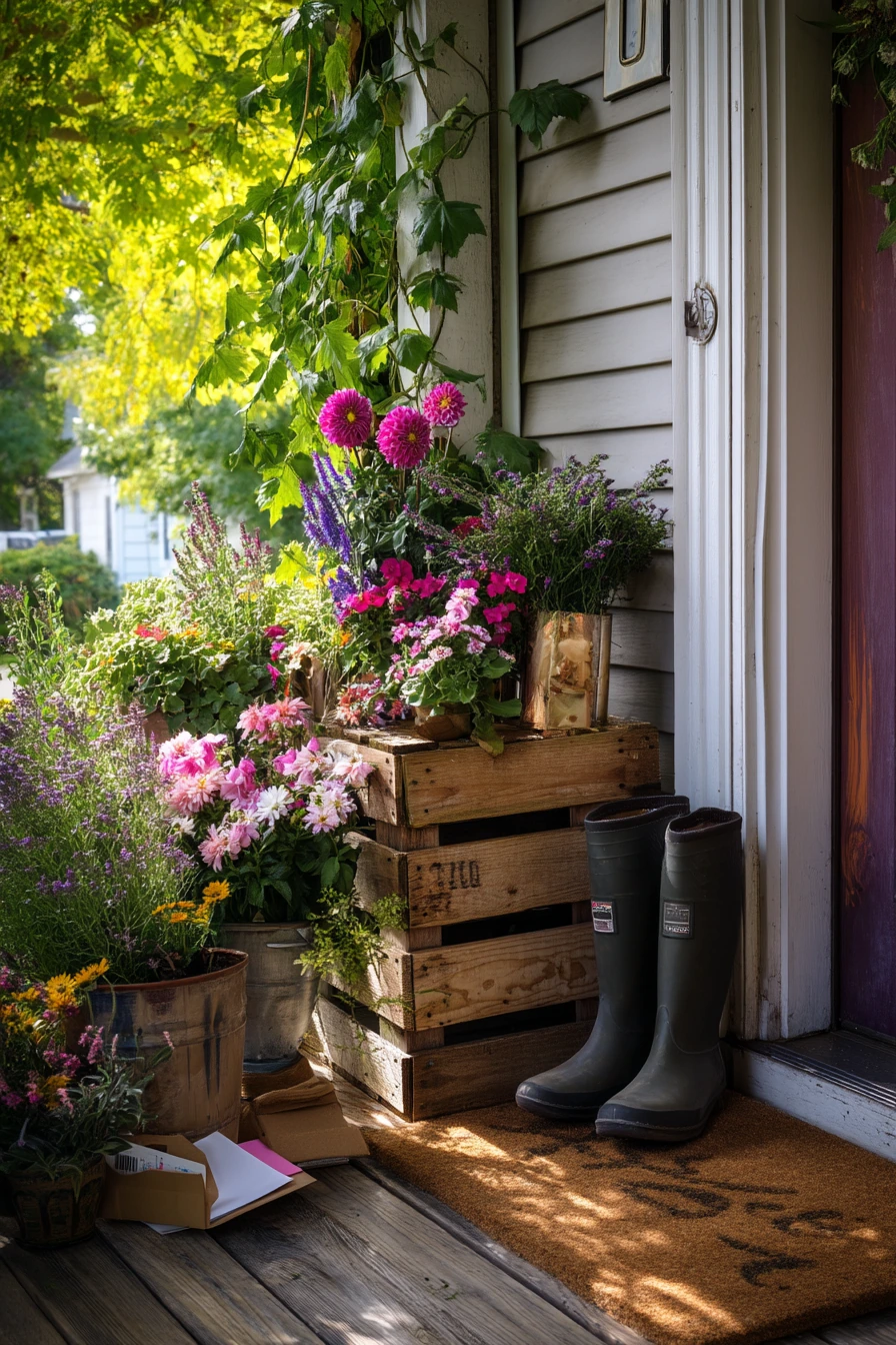 6. Salvaged Pallet Flower Corner