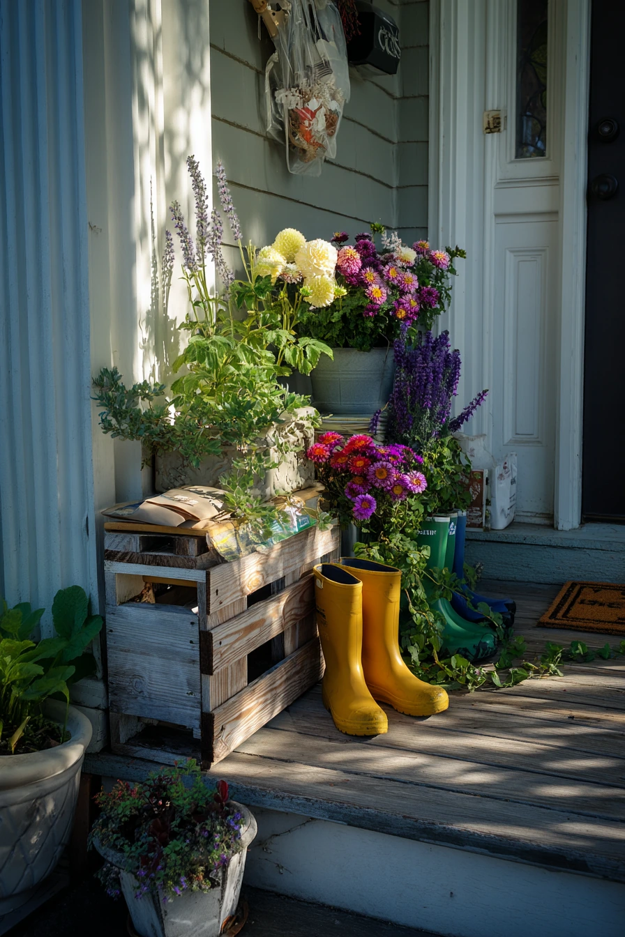 6. Salvaged Pallet Flower Corner