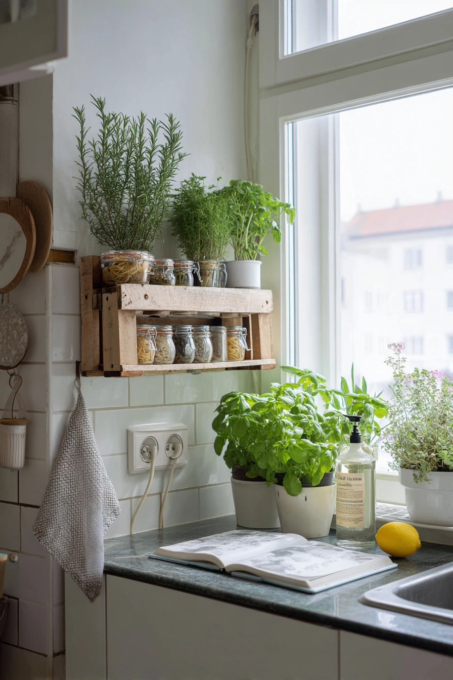 3. Kitchen Window Pallet Micro-Garden