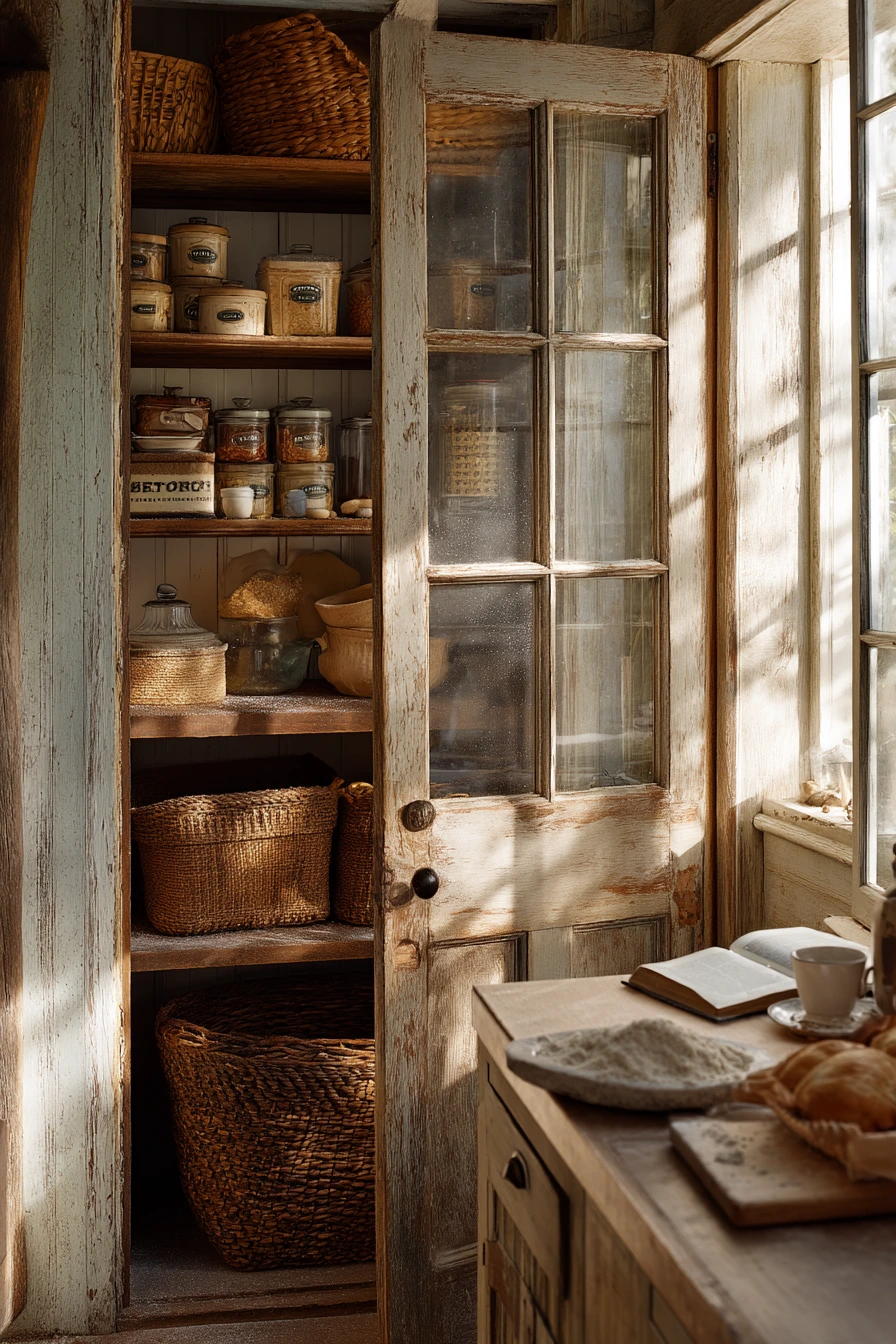 Farmhouse Pantry Door with Antique Glass Pane