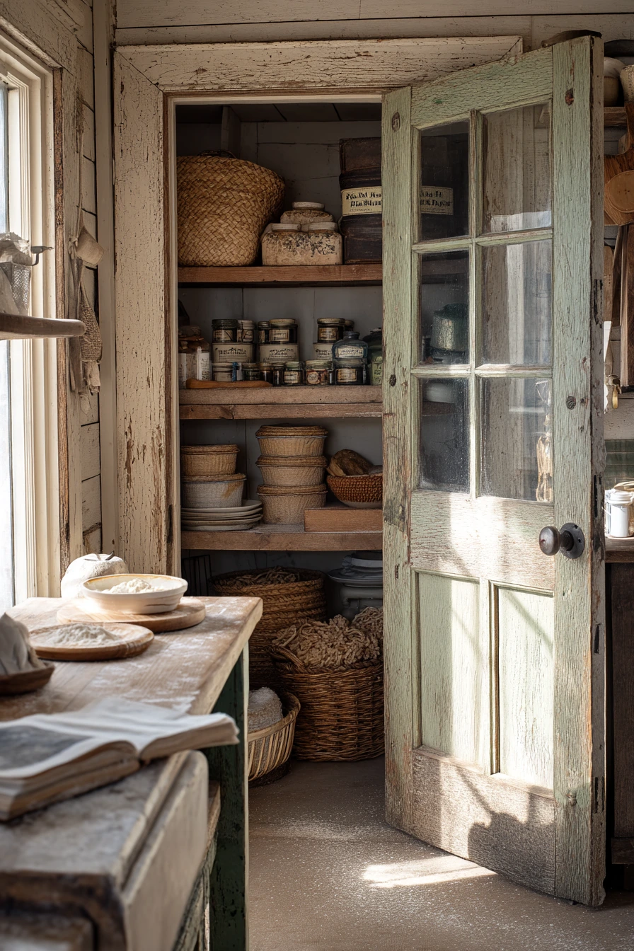 Farmhouse Pantry Door with Antique Glass Pane