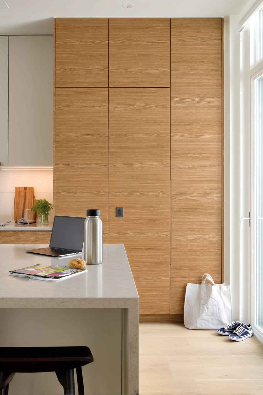 Minimal Pantry Door in a Modern Family Kitchen