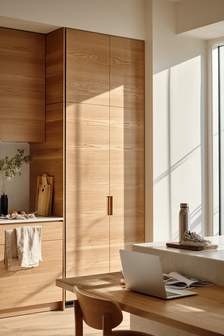 Minimal Pantry Door in a Modern Family Kitchen