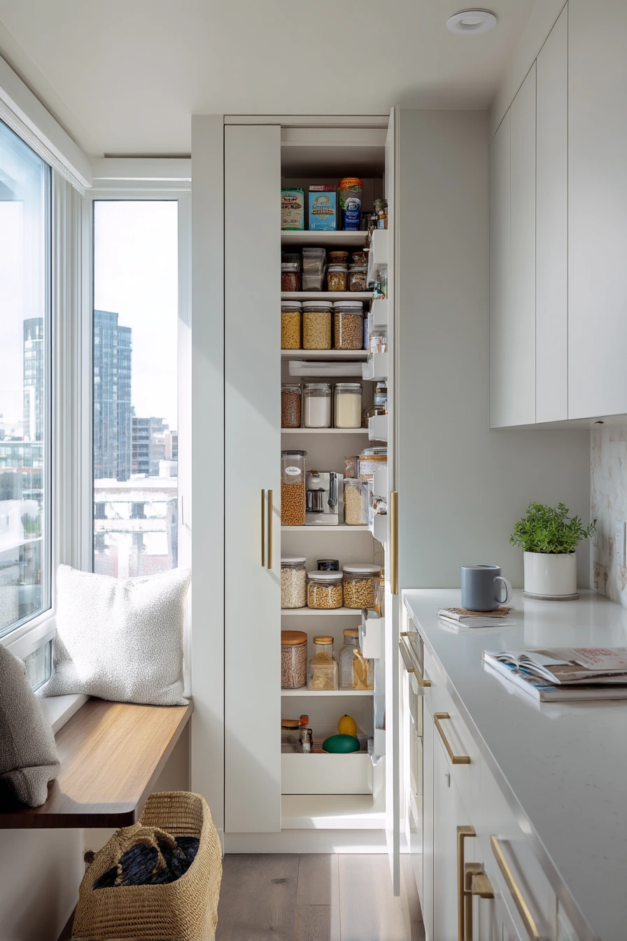 Compact Kitchen Pantry Door with Hidden Pull-Out Storage