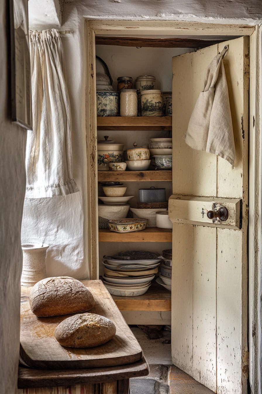 Vintage Pantry Door in a Cottage Kitchen