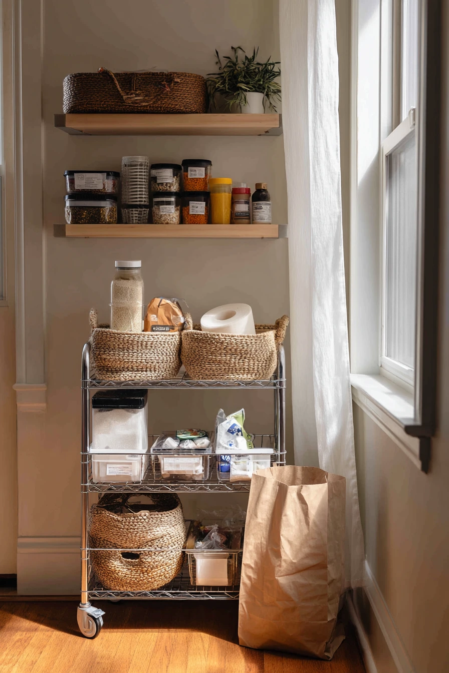 Renter-Friendly Pantry Cart and Shelves