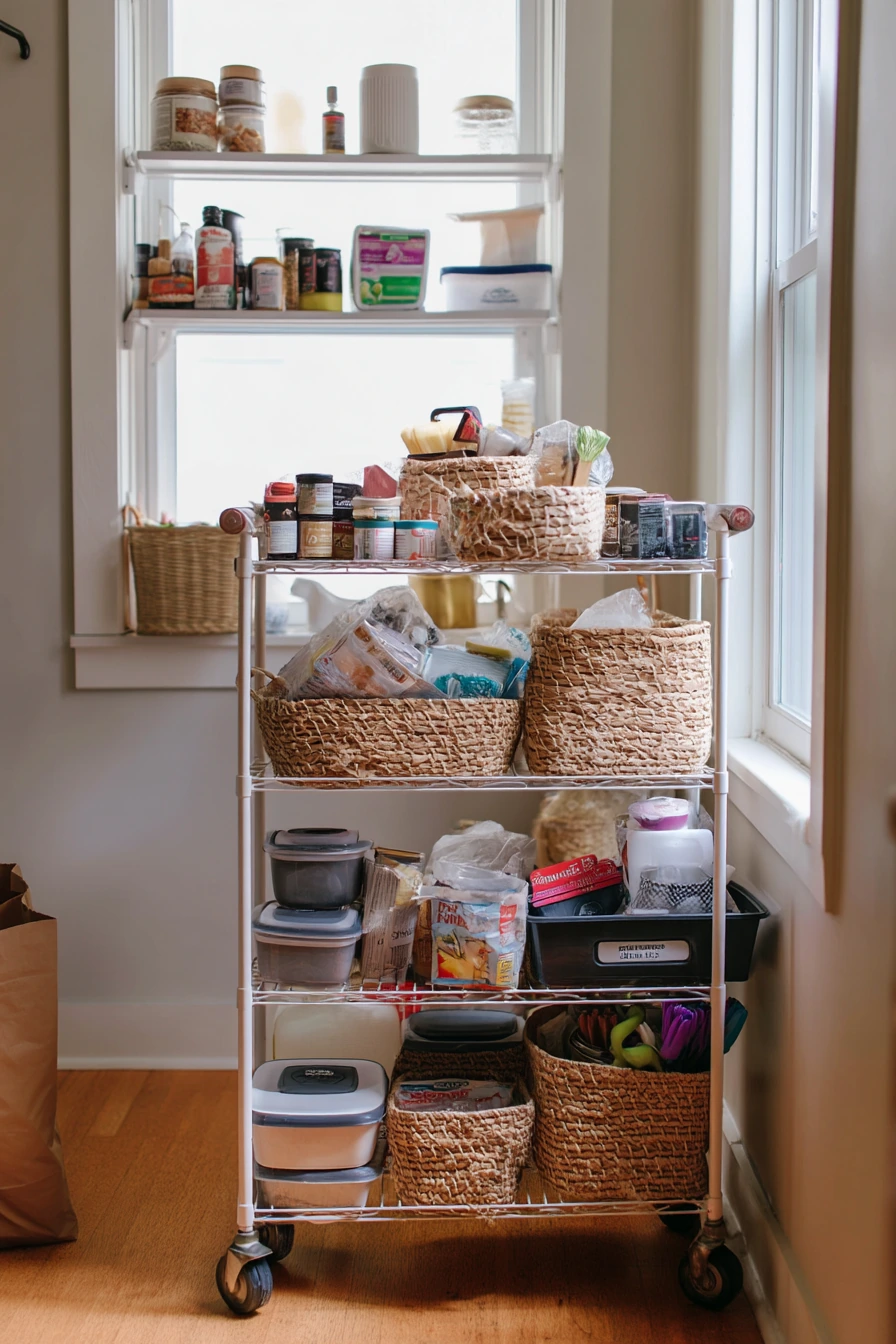 Renter-Friendly Pantry Cart and Shelves