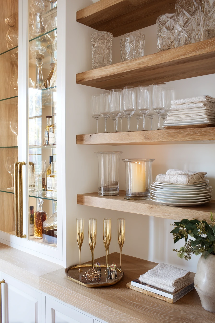 Entertaining Pantry with Glass Fronts