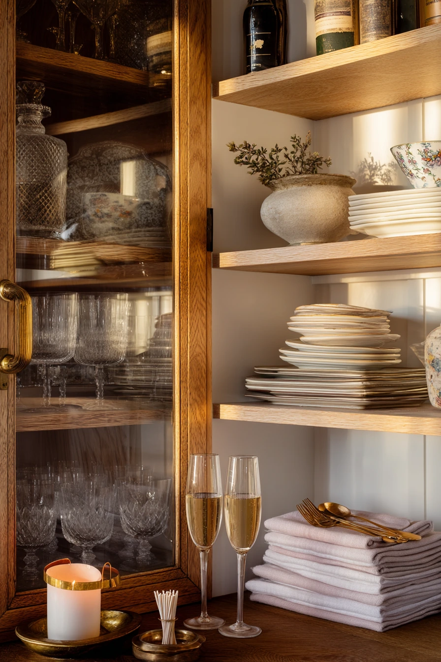 Entertaining Pantry with Glass Fronts