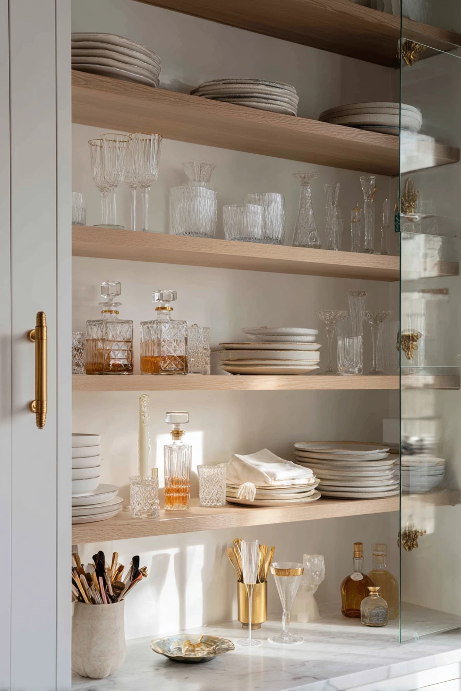 Entertaining Pantry with Glass Fronts