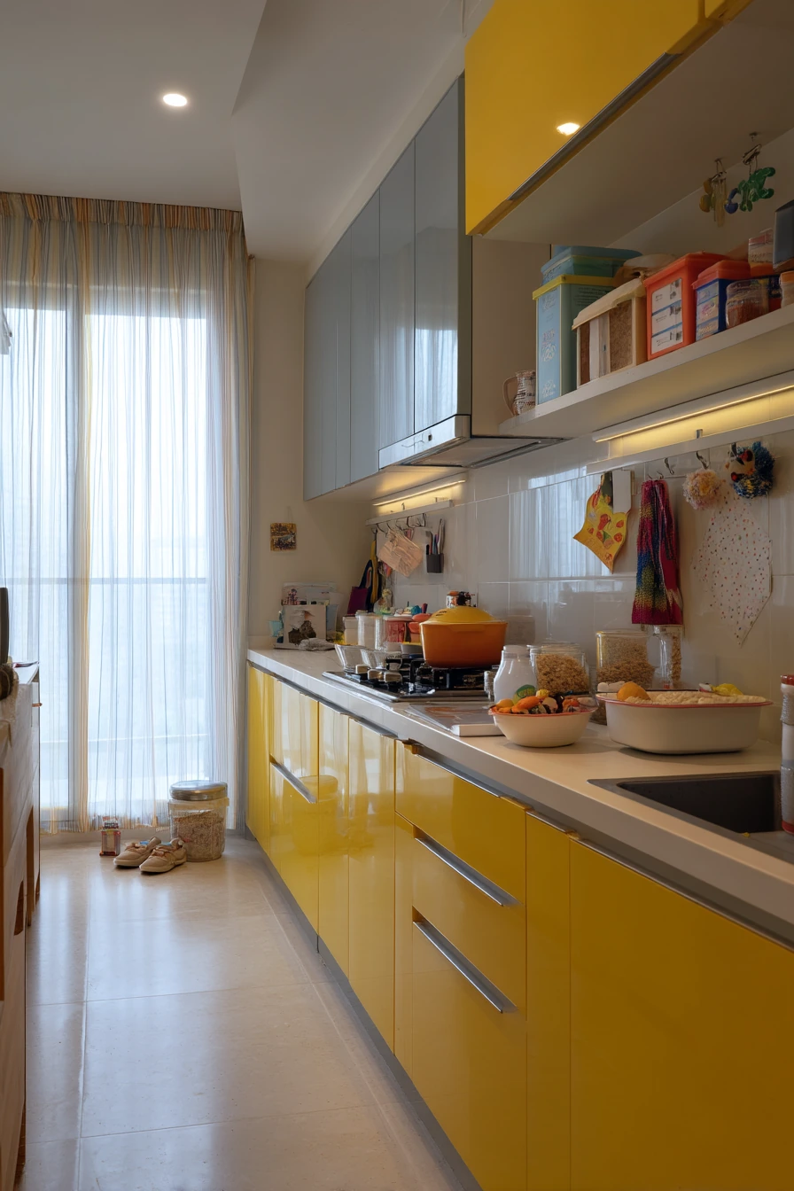 Parallel Kitchen with Kids and Morning Chaos
