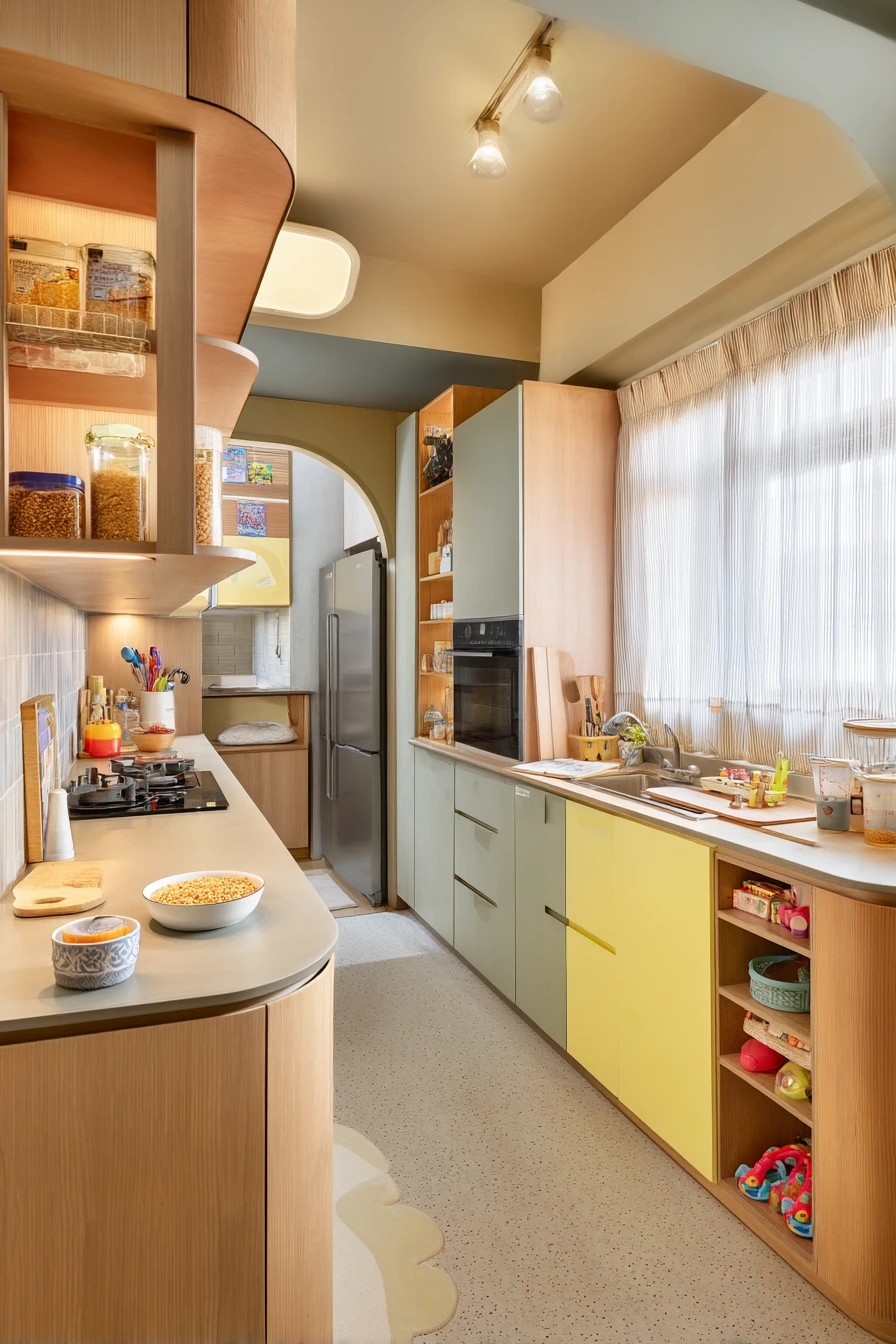 Parallel Kitchen with Kids and Morning Chaos