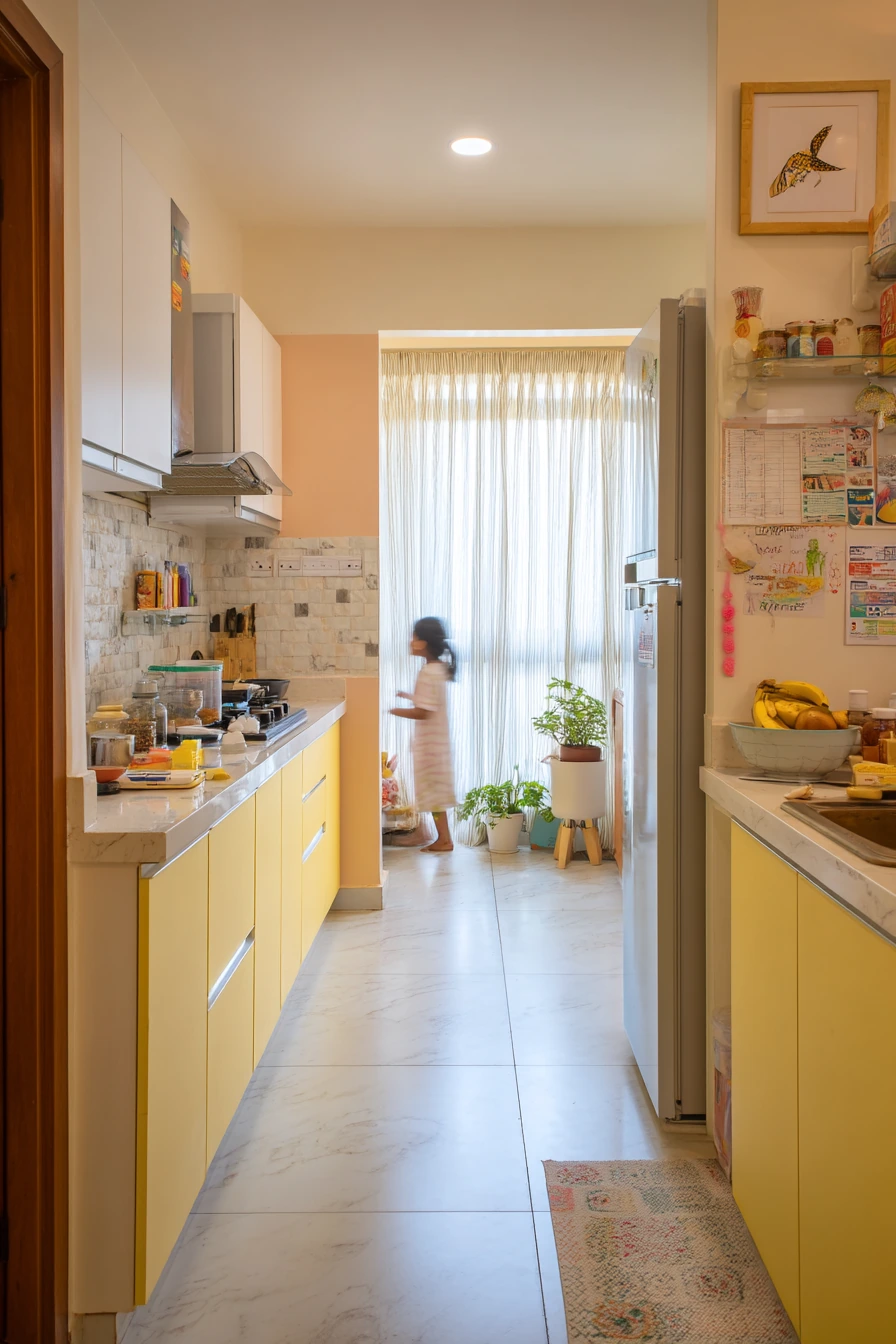 Parallel Kitchen with Kids and Morning Chaos
