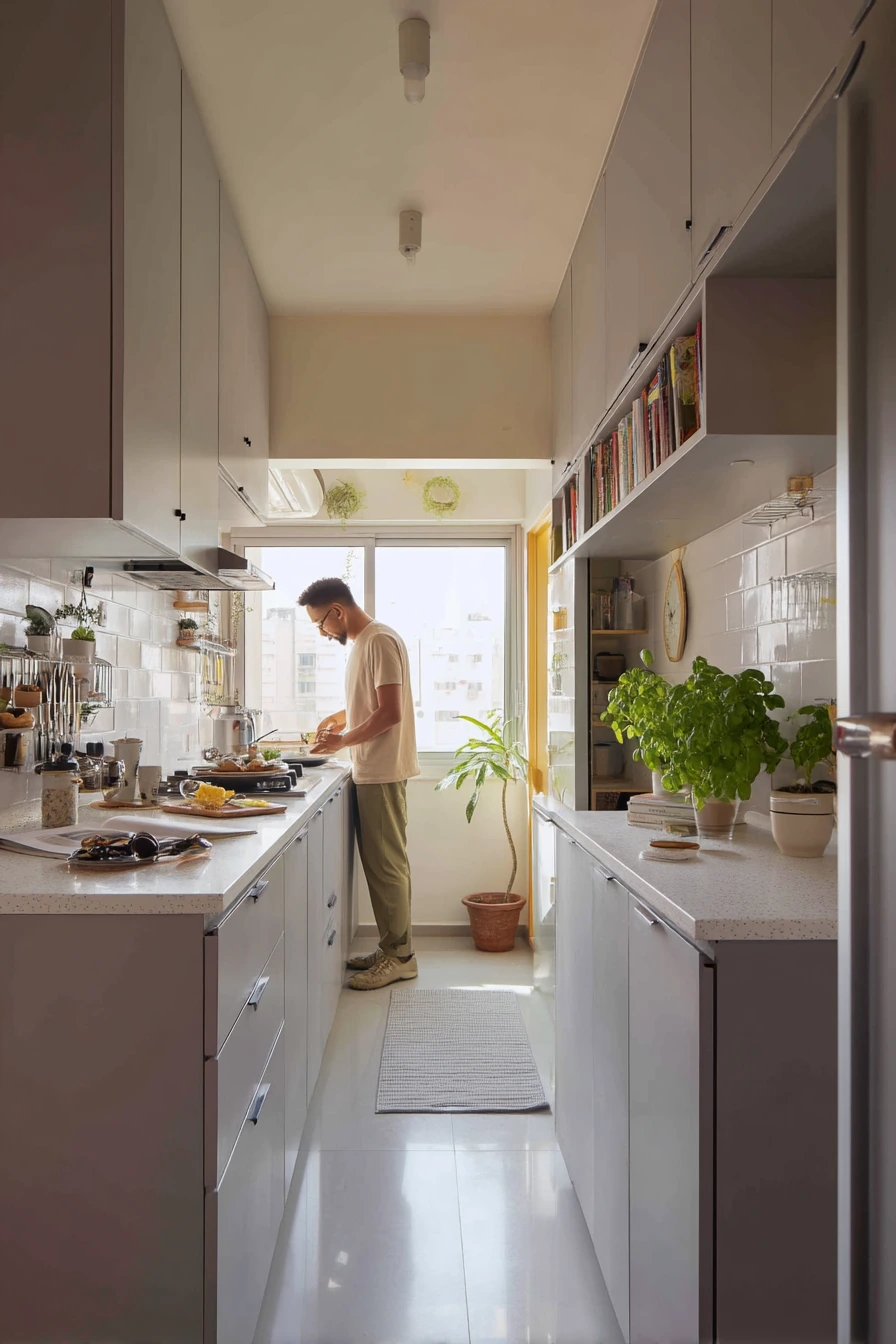 Small Apartment Parallel Kitchen for One