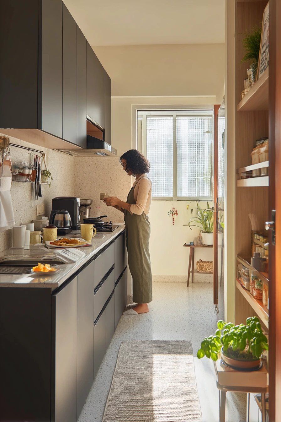 Small Apartment Parallel Kitchen for One
