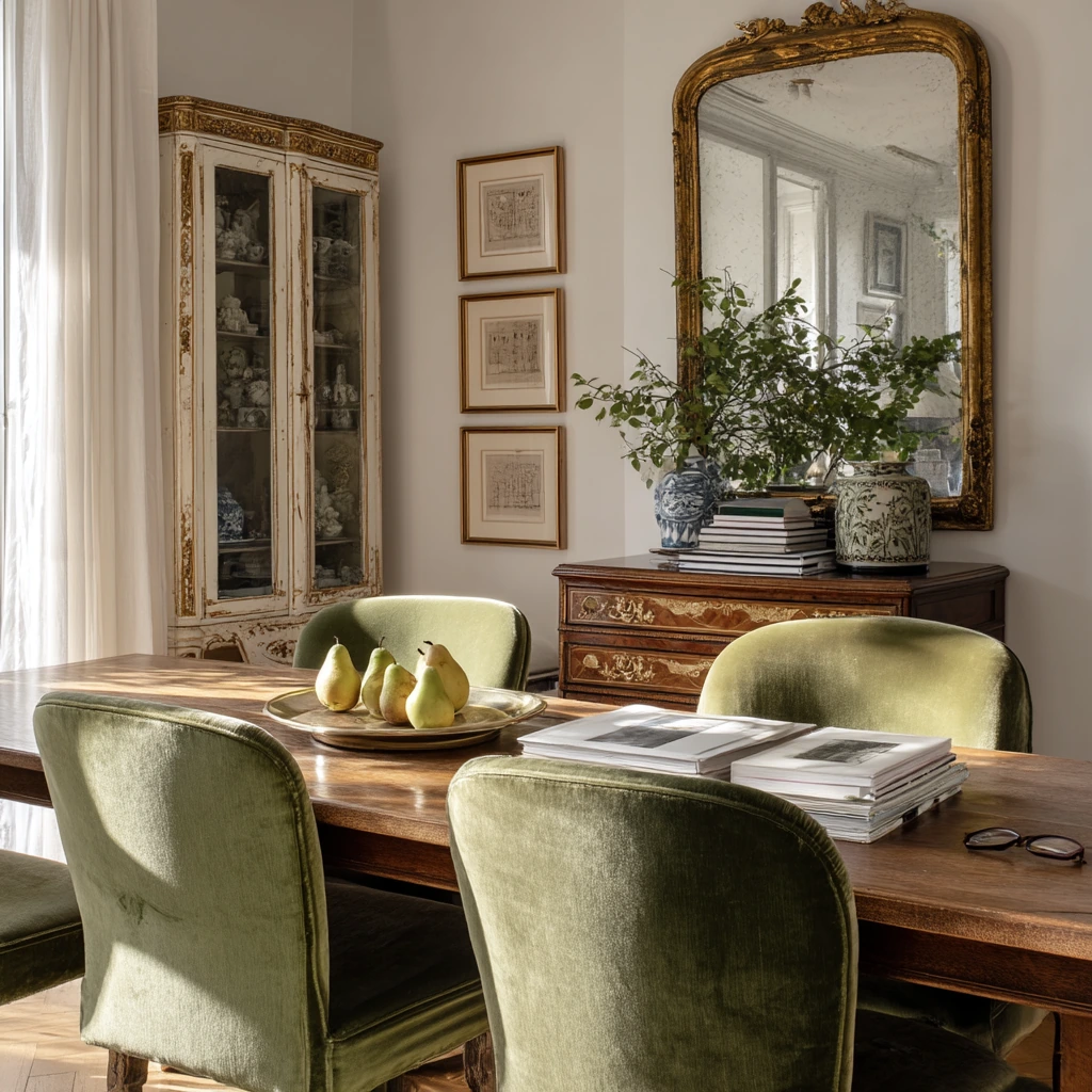 6. Antique-Layered Collector’s Dining Room