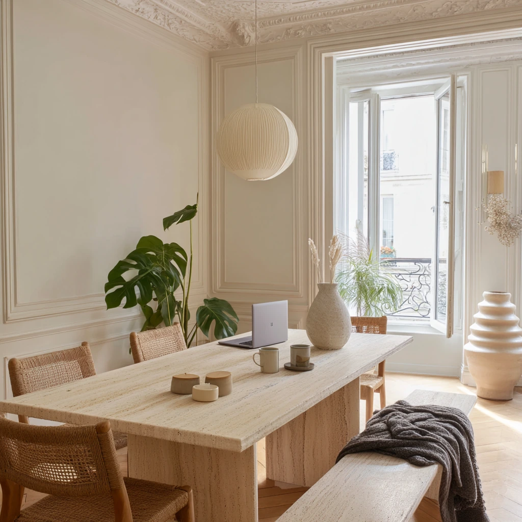 7. Neutral Modern Parisian Dining Space